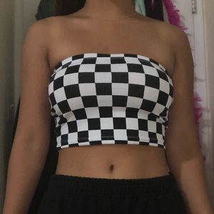 checkered tube top